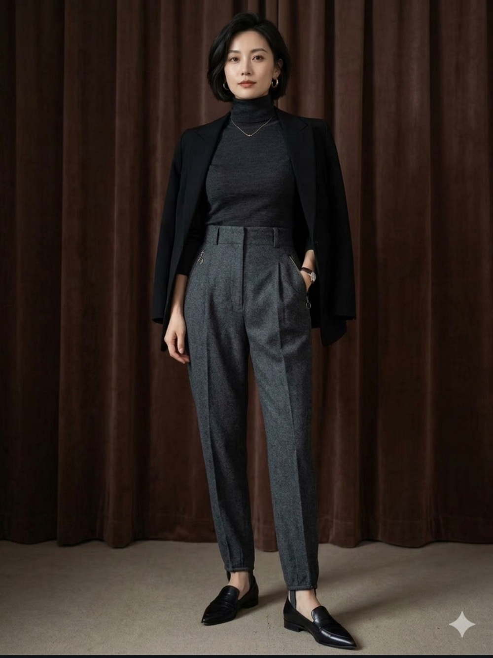 NWT Vintage Ralph Lauren Wool High Rise Stirrup Pants Charcoal Grey Sz 10